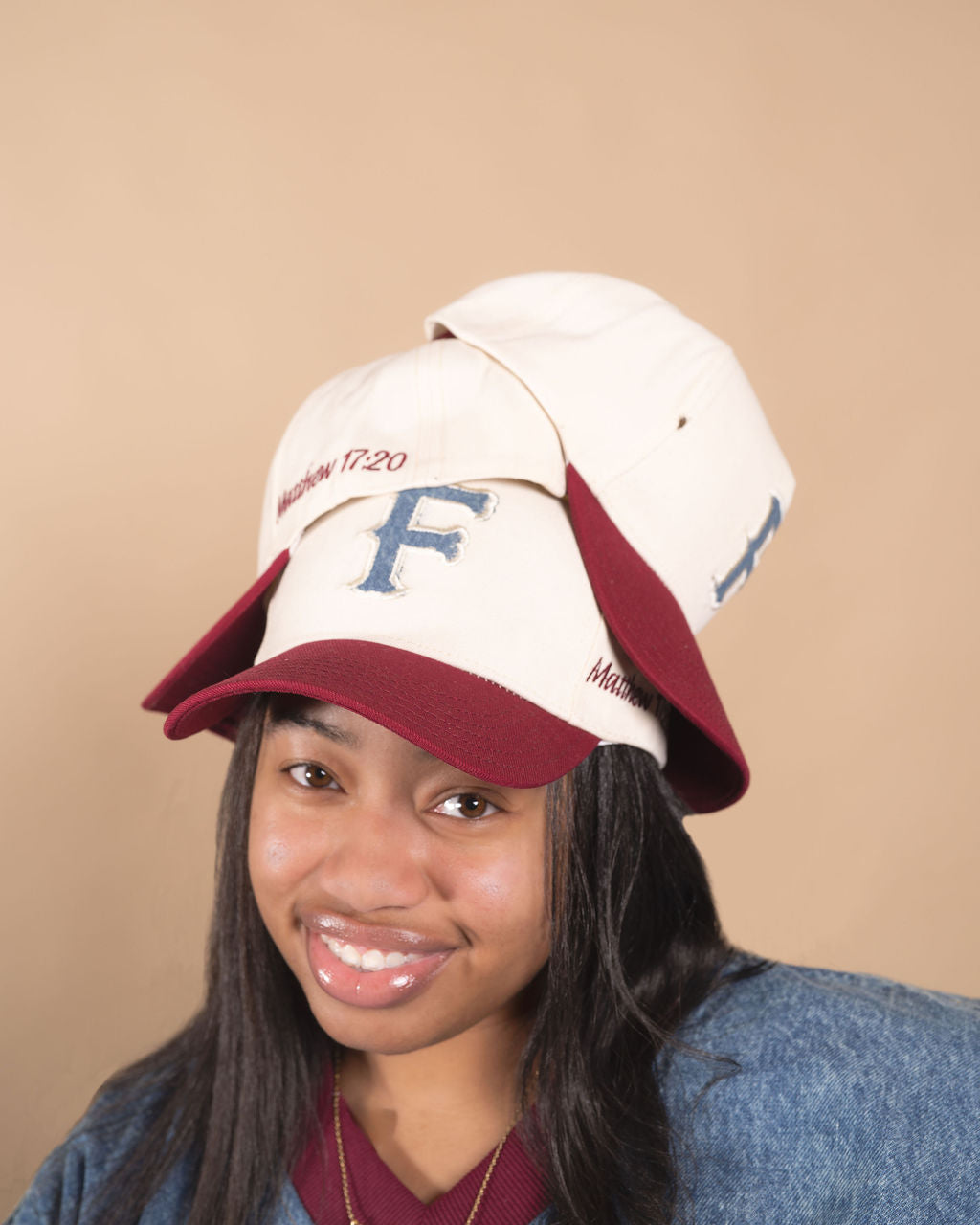Foams Clothing Matthew 17:20 Faith Of A Mustard Seed hat cream burgundy embroidery